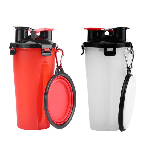 2 in 1 Food and Water Travel Bottle with Bowl