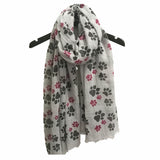 Women's Long Paw Print Scarf  - Available in 6 colors