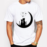 White Short Sleeve Graphic Cat Tshirt -19 Designs Available