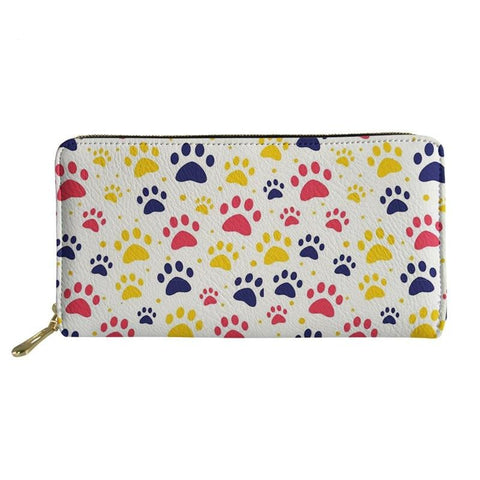 Women Dog Paw Print Multifunction Zipper Wallet - Four Designs