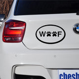 WOOF Car Sticker, Woof Bumper Sticker, Bumper Sticker, Paw Print Winder Sticker, Paw Print Bumper Sticker