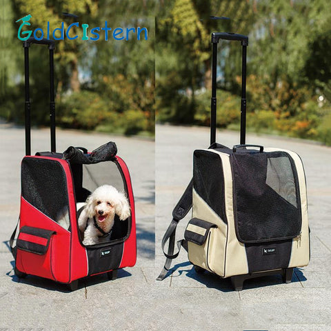 Breathable Pet Carrier, All-in-one Pet Backpack & Rolling Cart, Pet rolling tote, Pet rolling Luggage