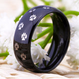 Black Tungsten Carbide Ring with Paw Design - For Men  or Women
