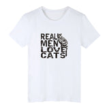Men's White Trendy Graphic Cat T-shirt, White Real Men Love Cats T-shirt, White Women's Cat t-shirt, Women's White Trendy Graphic Cat T-shirt, White Real Men Love Cats T-shirt, White women's Cat t-shirt