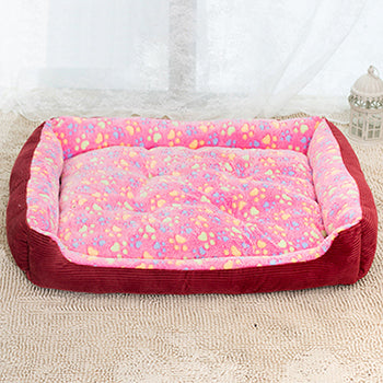 Corduroy & Fleece Padded Dog Bed - Available in 3 colors & 6 sizes