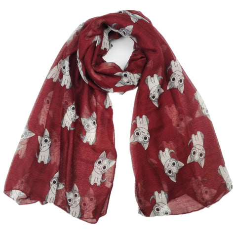 Large Cat Pattern Scarf  - Available in 6 Colors