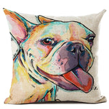 Decorative Cotton Linen Dog Design Pillow Cover - 16 Breeds Available