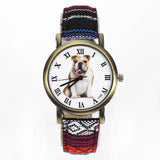 Bulldog Watch with Fabric Band