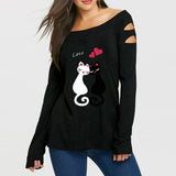 Fashionista Long Sleeve Off the Shoulder Cat Top