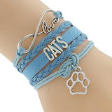 Women's cat bangle blue fashion bracelet, Women's blue Love your Cat fashion bracelet, Women's Cat bracelet