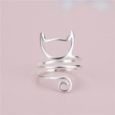 Sterling Silver Spiral Cat Ring