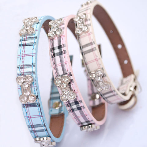 Plaid Fashion Pet Collar - Available in Plain or Bling Styles