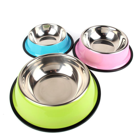Soft Colored Stainless Steel Food & Water Bowls - Available in 3 Sizes & 4 Colors