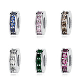 Sterling Silver Crystal Eternity Spacer Charms - Available in 7 Colors