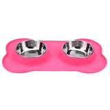 Double Stainless Steel Bone Shaped Pet Dish - Available in 3 sizes & 3 colors