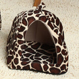 Soft Cozy Strawberry or Leopard Print Pet Nest -Available in 5 sizes & 5 colors