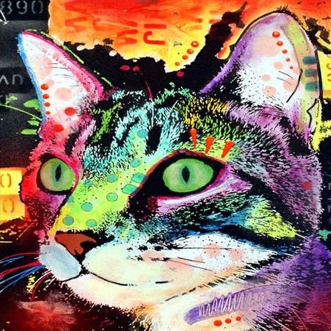 Cat wall art, Cat eyes wall art, green cat eyes, cat wall print, abstract cat print