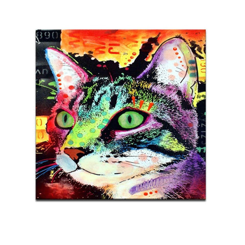 Cat wall art, Cat eyes wall art, green cat eyes, cat wall print, abstract cat print