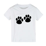 Boy's White double paw print round-neck cotton t-shirt, Girl's White double paw print round-neck cotton t-shirt