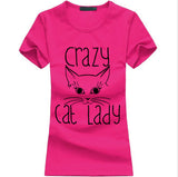 Pink Crazy Cat Lady t-shirt, women’s t-shirt, pink round-neck short sleeve t-shirt, women’s round-neck pink t-shirt, women’s pink round-neck short sleeve t-shirt, Women's pink Fashion t-shirt
