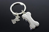 Dog & Bone Silver Plated Key Chain