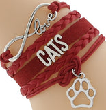 Women's cat bangle red fashion bracelet, Women's red Love your Cat fashion bracelet, Women's Cat bracelet
