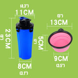 2 in 1 Food & Water Travel Bottle with Bowl - 4 Colors Available