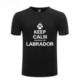 Keep Calm and walk the Labrador t-shirt, black keep calm t-shirt