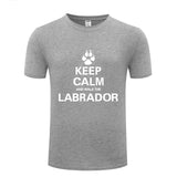 Keep Calm and walk the Labrador t-shirt, gray keep calm t-shirt