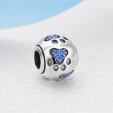 Sterling Silver CZ Paw Bead Charm - 7 Colors Available