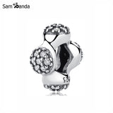 Four-Sided CZ Sterling Silver Charm Bead