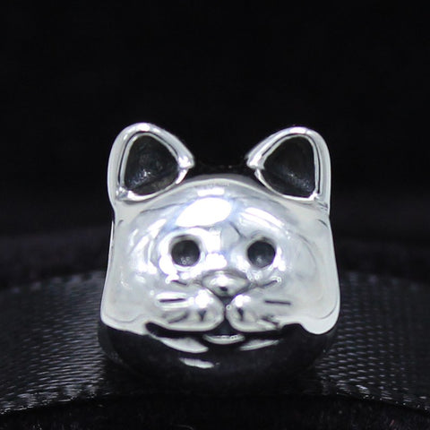 Sterling Silver Curious Cat Charm Bead