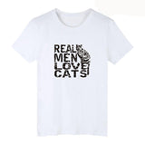 Men's White Trendy Graphic Cat T-shirt, White Real Men Love Cats T-shirt, White Women's Cat t-shirt, Women's White Trendy Graphic Cat T-shirt, White Real Men Love Cats T-shirt, White women's Cat t-shirt