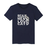 Men's Navy BlueTrendy Graphic Cat T-shirt, Navy Blue Real Men Love Cats T-shirt, Navy Blue Women's Cat t-shirt, Women's Navy Blue Trendy Graphic Cat T-shirt, Navy Blue Real Men Love Cats T-shirt, Navy Blue women's Cat t-shirt
