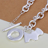 Sterling Silver Dog Charm Bracelet with Toggle Clasp