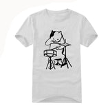 Men's cat t-shirt, men's drummer t-shirt men's white cat t-shirt