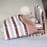 Luxurious Coffee Striped 3-Piece Pet Bed, Luxurious Coffee Striped 3-Piece Dog Bed, Luxurious Coffee Striped 3-Piece Cat Bed, Padded Dog Bed, Padded Cat Bed, Padded Pet Bed