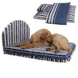 Luxurious Blue Striped 3-Piece Pet Bed, Luxurious Blue Striped 3-Piece Dog Bed, Luxurious Blue Striped 3-Piece Cat Bed, Padded Dog Bed, Padded Cat Bed, Padded Pet Bed