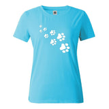 Women's Fashion Paw Print Summer T-Shirt in 15 Colors & Sizes X-Small to XX-Large