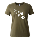 Women's Fashion Paw Print Summer T-Shirt in 15 Colors & Sizes X-Small to XX-Large