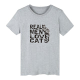 Men's Gray Trendy Graphic Cat T-shirt, Gray Real Men Love Cats T-shirt, Gray Women's Cat t-shirt, Women's Gray Trendy Graphic Cat T-shirt, Gray Real Men Love Cats T-shirt, Gray women's Cat t-shirt