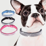 Crystal Studded Leather Look Pet Collar - 7 Colors & 4 Sizes