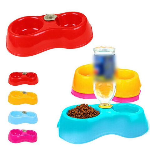 Side by Side Bowl with Automatic Water Dispenser - Available in 5 Colors