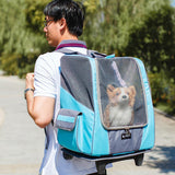 Breathable Pet Carrier, All-in-one Pet Backpack & Rolling Cart, Pet rolling tote, Pet rolling Luggage