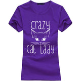 Purple Crazy Cat Lady t-shirt, women’s t-shirt, purple round-neck short sleeve t-shirt, women’s round-neck purple t-shirt, women’s purple round-neck short sleeve t-shirt, Women's purple Fashion t-shirt