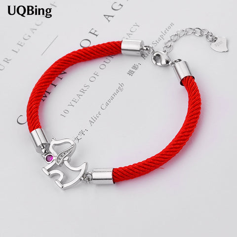 Women's Red Rope 925 Sterling Silver Dog Charm Bracelet - New for 2018